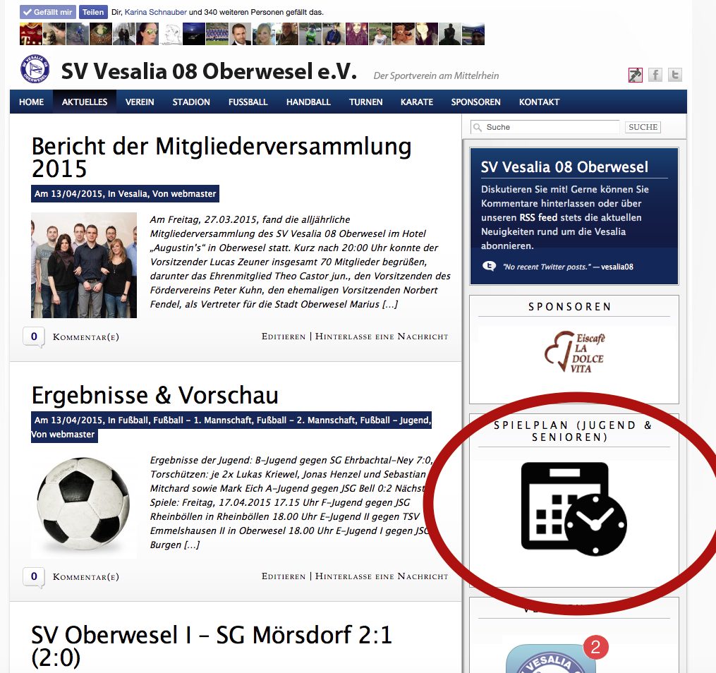 Spielpläne der Vesalia